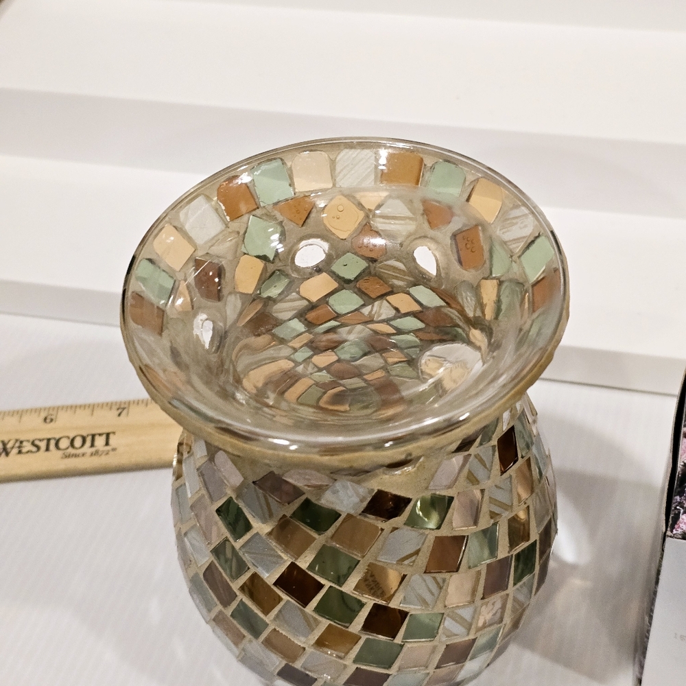 Vintage Yankee Candle Glass Mosaic Tart Candle Holder and Sugared Apple Refills - Picture 12 of 12